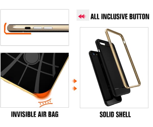 iPhone 7 - Shockproof- Exklusivt Praktiskt Stötdämpande skal Guld