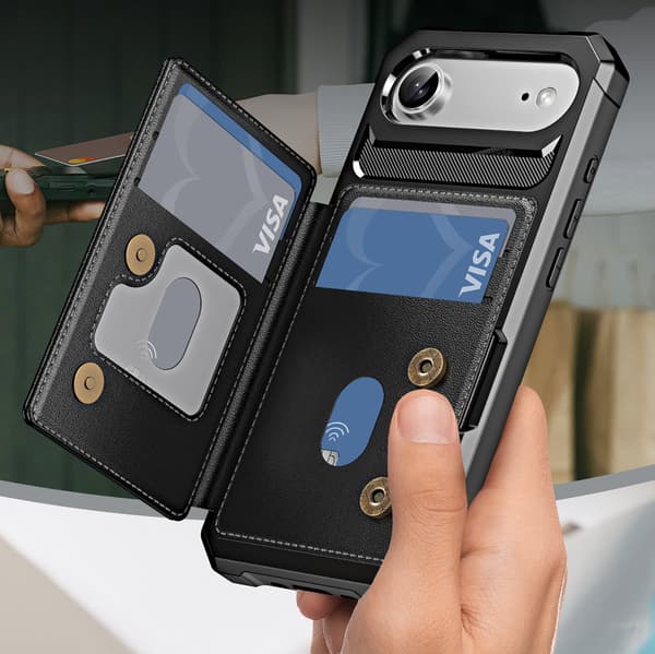 iPhone 17 Air Exklusivt Kortfack-skal Svart