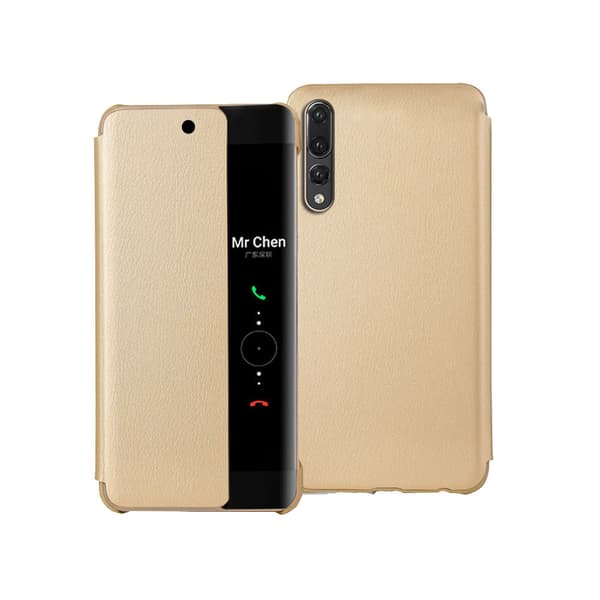 Stilrent Fodral med Smart-View för Huawei P20 Pro Guld