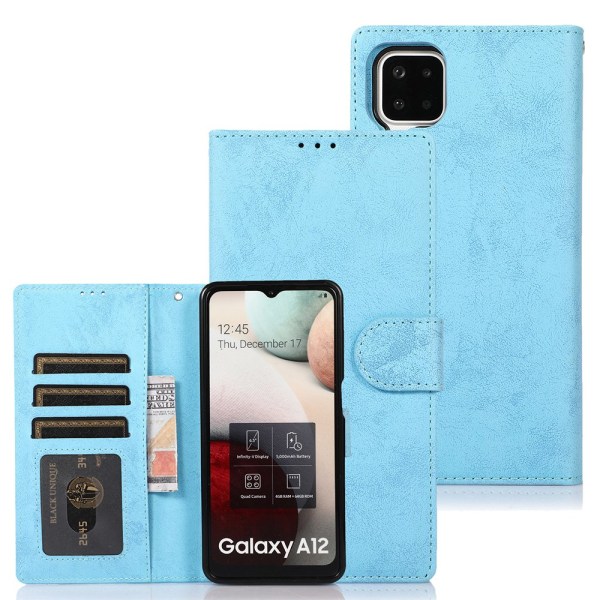 Gjennomtenkt fleksibelt lommebokdeksel - Samsung Galaxy A12 Marinblå