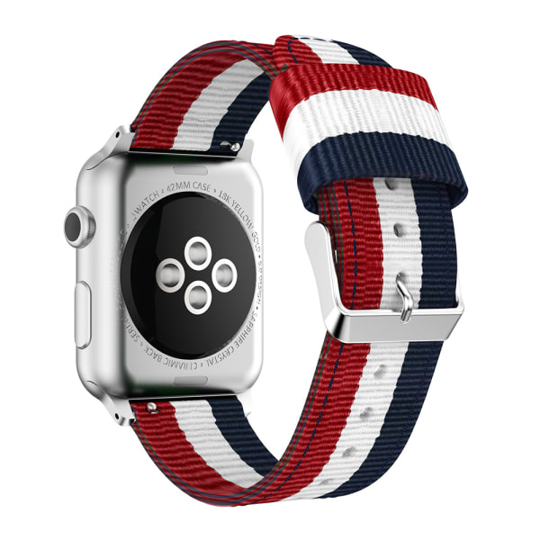 Apple Watch 38mm - Nylonband från Jensen (Stålspänne) Blå/Vit/Röd