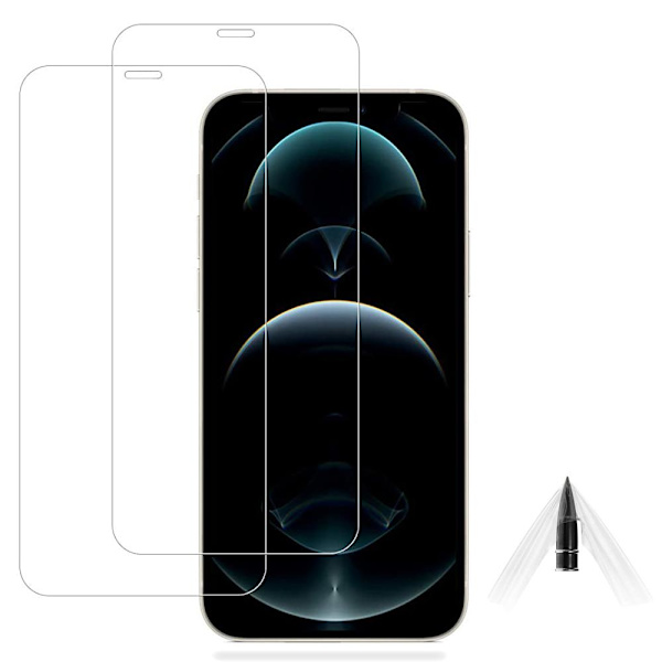 iPhone 12 3-PACK Mjukt Formbart Skärmskydd PET 9H 0,2mm Transparent/Genomskinlig