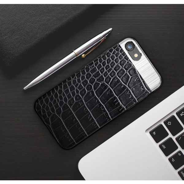 iPhone 7 Plus - Stilfuldt eksklusivt smart cover fra Croco-serien Vit