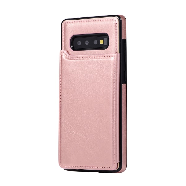 Käytännöllinen Nkobee-kotelo korttilokerolla - Samsung Galaxy S10 Rosaröd