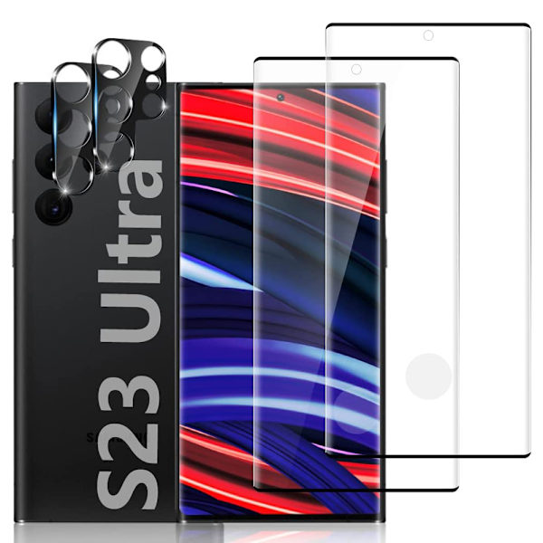 3-PACK Galaxy S23 Ultra 1 Set 3D Skärmskydd + 3D Kameralinsskydd Transparent