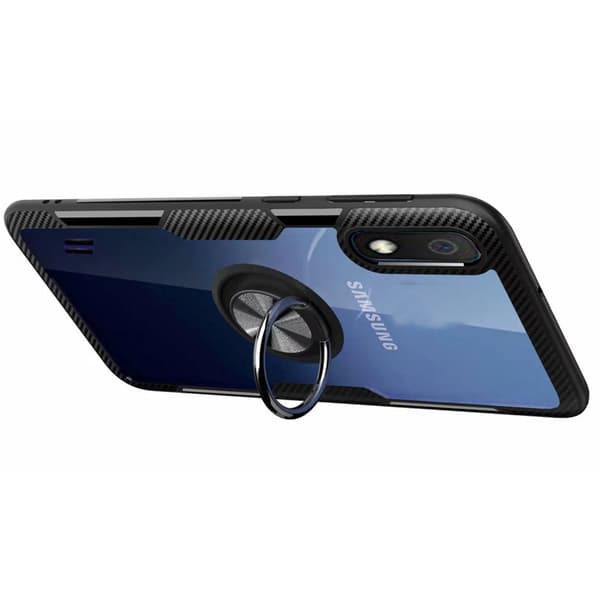 Samsung Galaxy A10 - Skyddsskal med Ringhållare (Leman) Marinblå/Silver