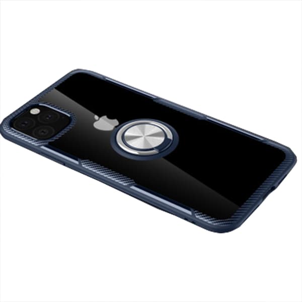 Glat LEMAN cover med ringholder - iPhone 11 Blå/Silver