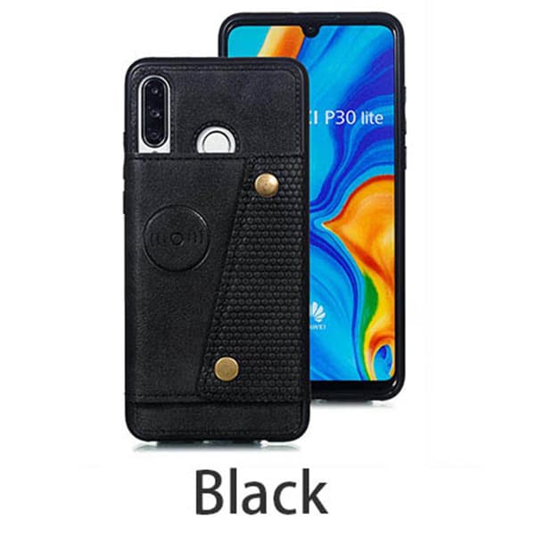 Glat cover med kortholder - Huawei P30 Lite Grå