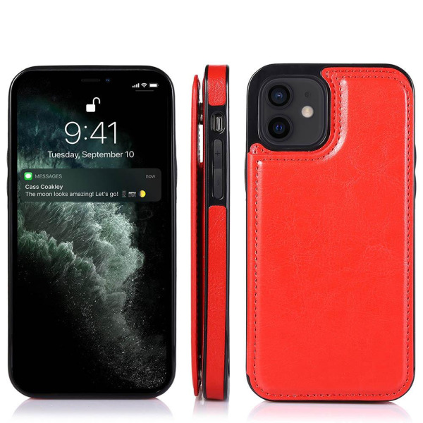 Glatt NKOBEE-deksel med kortrom - iPhone 12 Röd