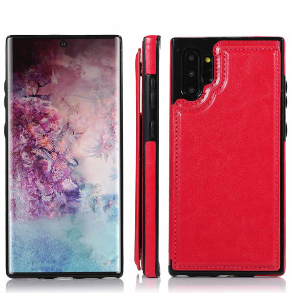 Samsung Galaxy Note10 Plus - Elegant Skal med Korth�llare Röd