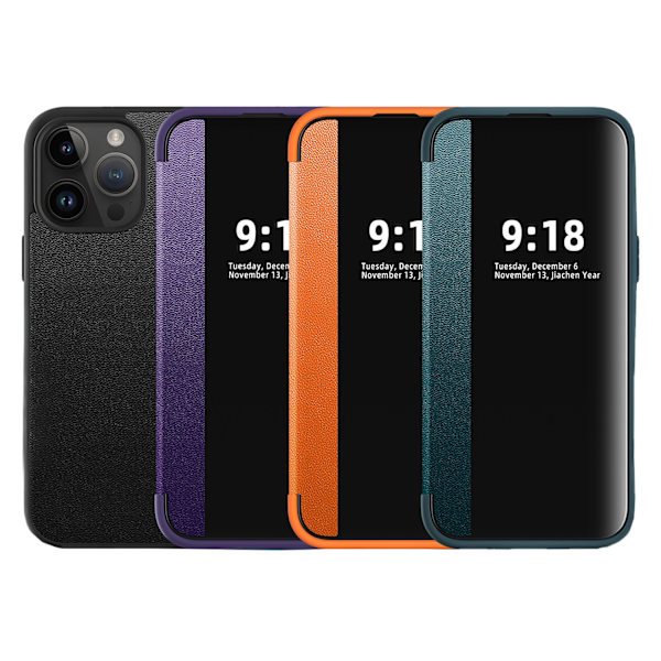 iPhone 12 Pro Max Skyddande Läderfodral  Smart Design Lila