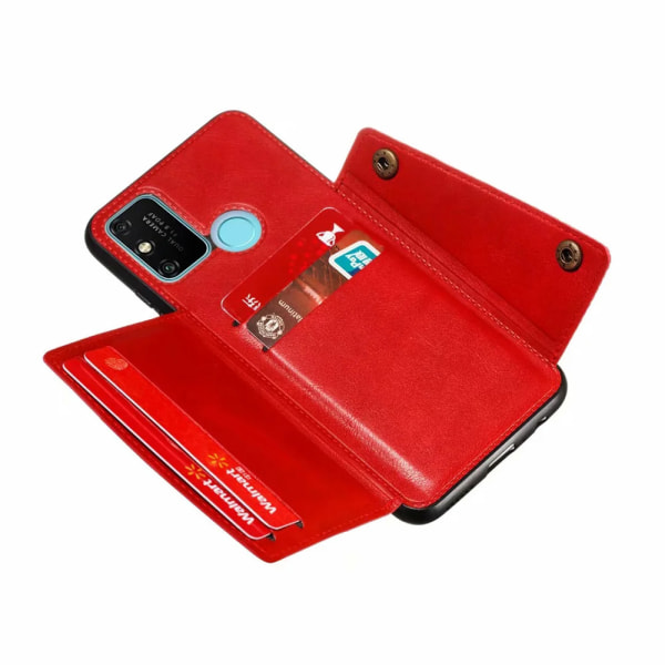 Samsung Galaxy A21S - Skyddsskal med Kortfack Röd
