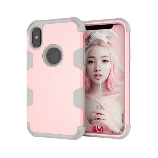 Skyddsskal "Rugged Robot" f�r iPhone X/XS Rosa/Svart
