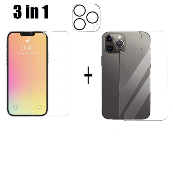 3-PACK 3-in-1 Fram- & Baksida + Kameralinsskydd iPhone 13 Pro Transparent