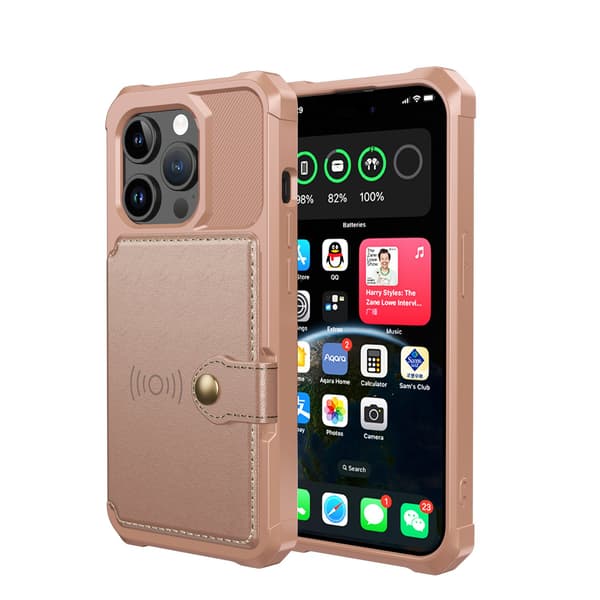 Elegant plånboksfodral i lyxigt PU-läder för iPhone 15 Pro Lila