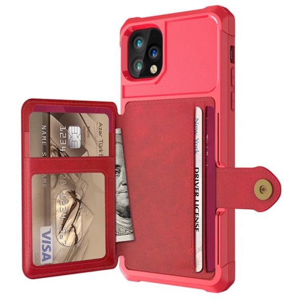 Stilfuldt beskyttelsescover med kortrum - iPhone 11 Röd