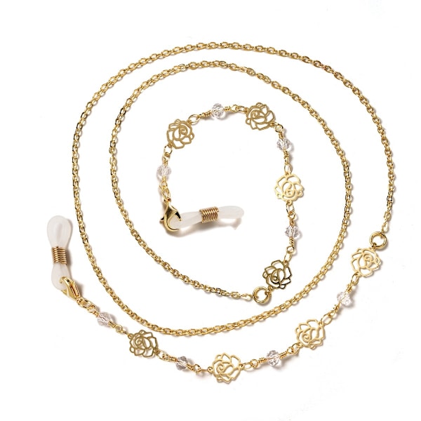 Elegant Glasögon-Kedja (Senilsnöre) Guld Kristall