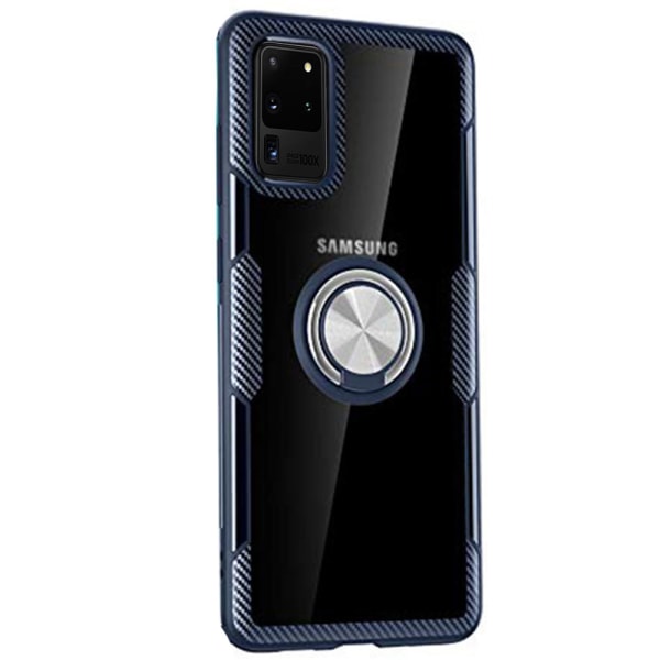 Smidigt Skal med Ringhållare - Samsung Galaxy S20 Ultra Blå