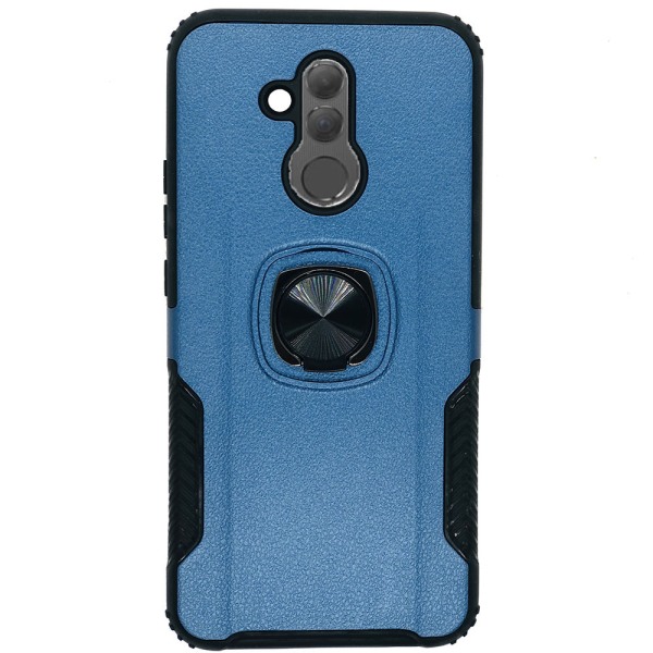 Tyylikäs kansi sormustelineellä (LEMAN) - Huawei Mate 20 Lite Mörkblå