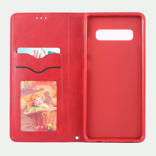 Stilig beskyttende lommebokdeksel - Samsung Galaxy S10+ Röd Röd