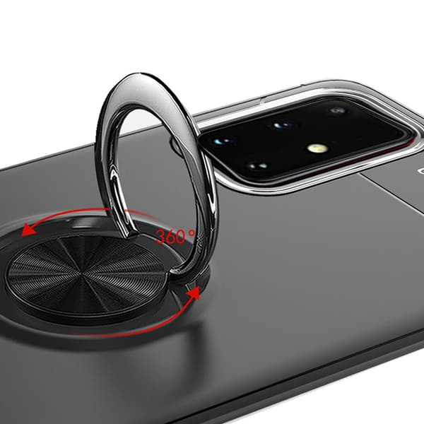 Glat cover med ringholder - Samsung Galaxy A51 Svart/Röd