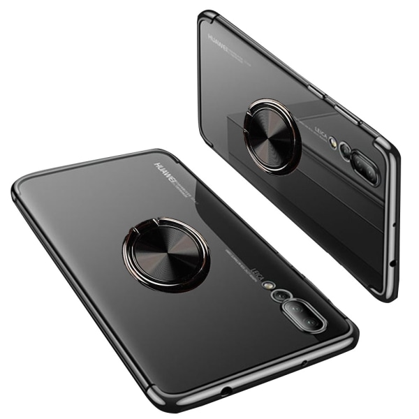 Huawei P20 - Elegant Floveme Silikone Case Ring Holder Guld