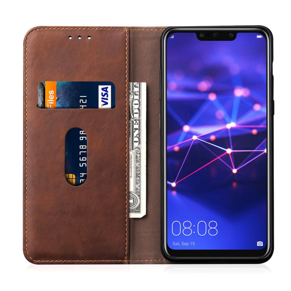 Lemans Smart Wallet Cover - Huawei Mate 20 Lite Röd