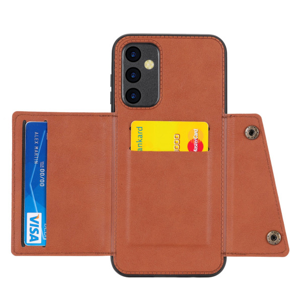 Luksus PC Leather Retro Flip Wallet Case for Galaxy A54 5G Light brown