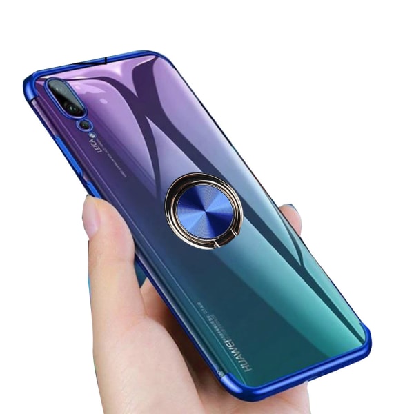 Huawei P20 - Elegant Floveme Silikonetui Ringholder Silver