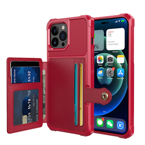 Smart Cover med Kortlomme - iPhone 14 Pro Max Röd