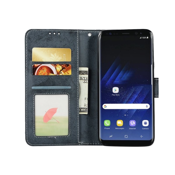 Samsung Galaxy S9+ - Silk-Touch-deksel med lommebok og skall Ljusblå
