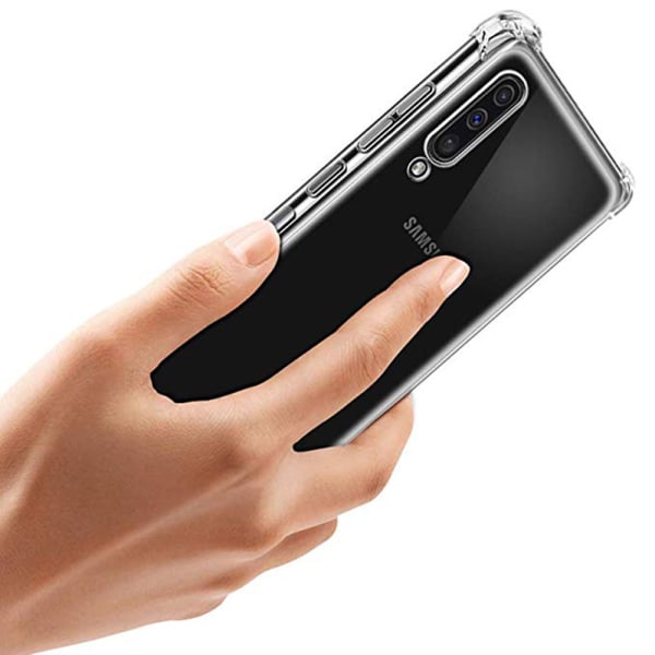 Silikonecover med kortholder - Samsung Galaxy A50 Transparent/Genomskinlig
