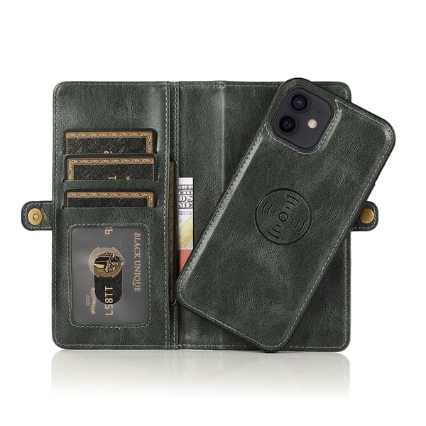 Glat 2 i 1 pung etui - iPhone 12 Mörkblå