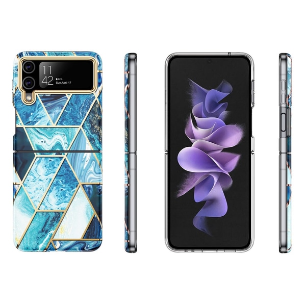 Elegant Marmor Skal - Samsung Galaxy Z Flip 3 Blå