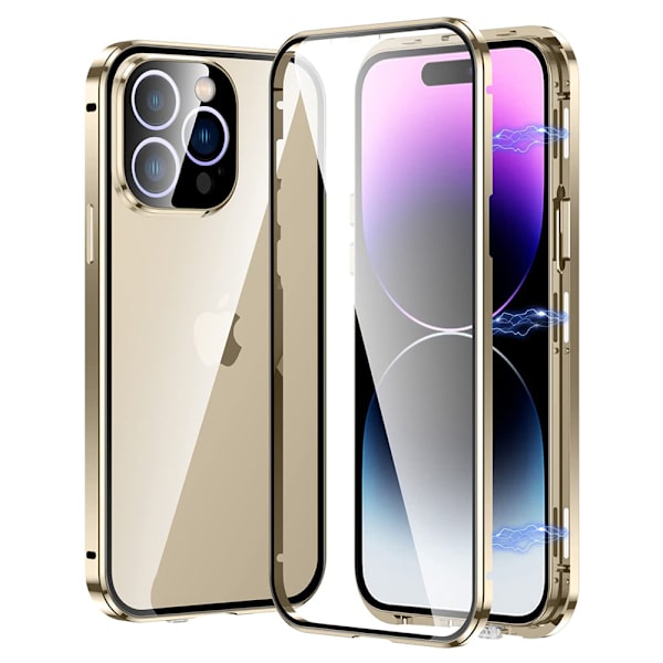 iPhone 15 Pro max - Stilrent Magnetiskt Dubbelsidigt Skal Guld