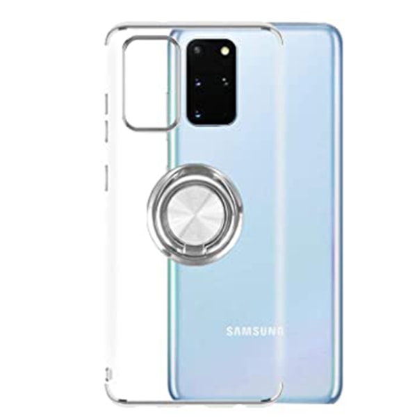 Praktisk silikonecover med ringholder - Samsung Galaxy S20 Plus Silver