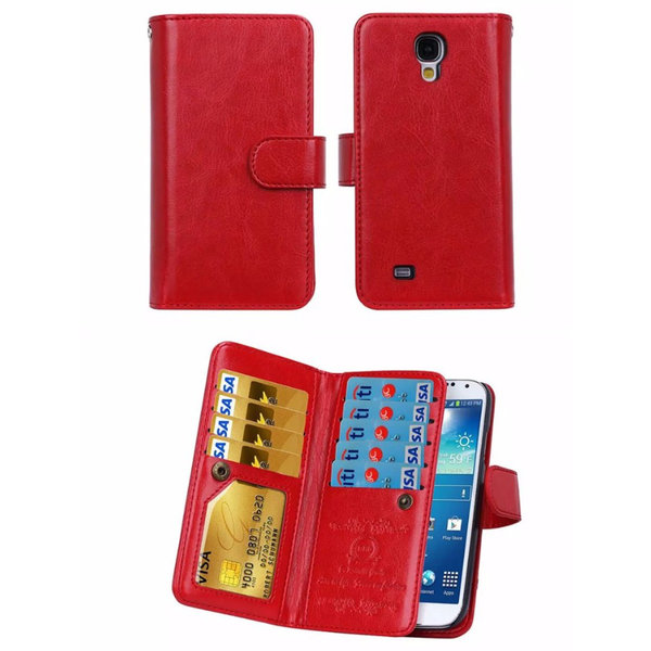 Elegant lommebokveske i LÆR til Samsung S5 fra HAISSKY Röd