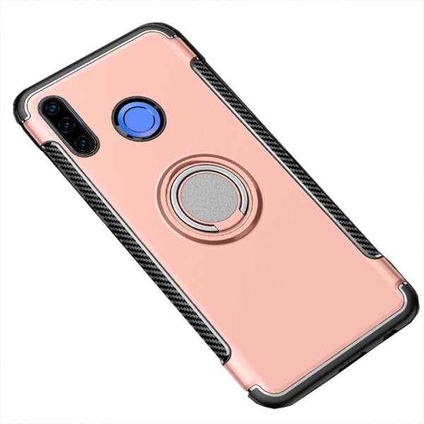 Huawei P30 Lite - Elegant Skyddsskal med Ringhållare Silver