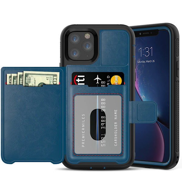 iPhone 11 Pro Max - Skal med Korthållare Blå
