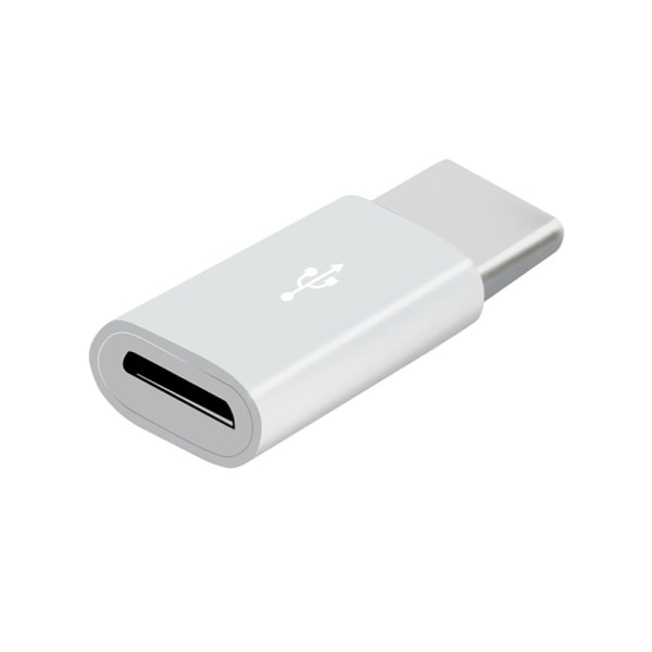 Micro-USB til USB-C Adapter 2i1 Opladning + Dataoverførsel Vit