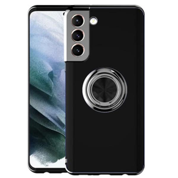 Elegant silikonecover med ringholder - Samsung Galaxy S21 Plus Blå