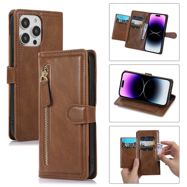 iPhone 14 Pro Max - Elegant Skydd med Kortförvaring Marinblå