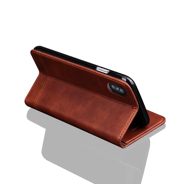 Smart och Elegant Plånboksfodral till iPhone X/XS Mörkbrun