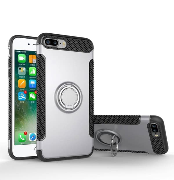 iPhone 7 Plus - Exklusivt Skal Ringhållare Karbonfiber FLOVEME Guld
