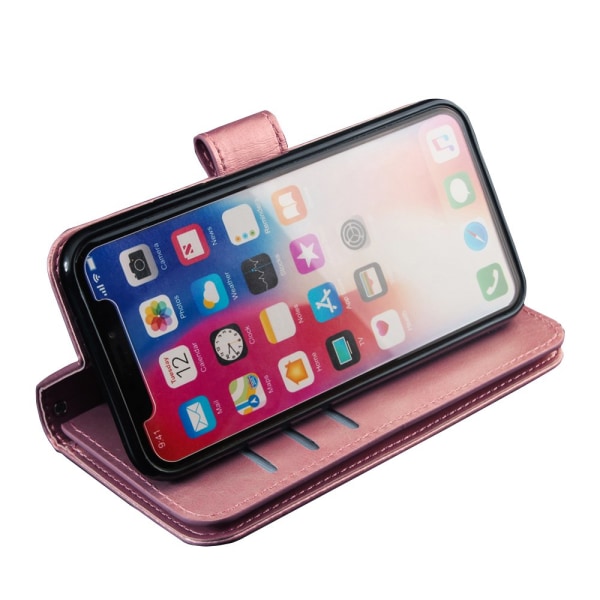 Elegant Plånboksfodral med Dubbelfunktion - iPhone XS MAX Rosaröd