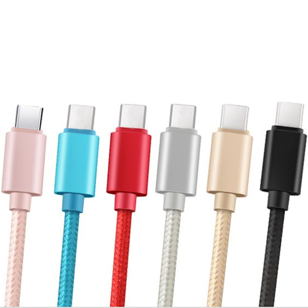 200cm USB-C (Type-C) Snabbladdare (Brottsäker i vävt nylon) Himmelsblå