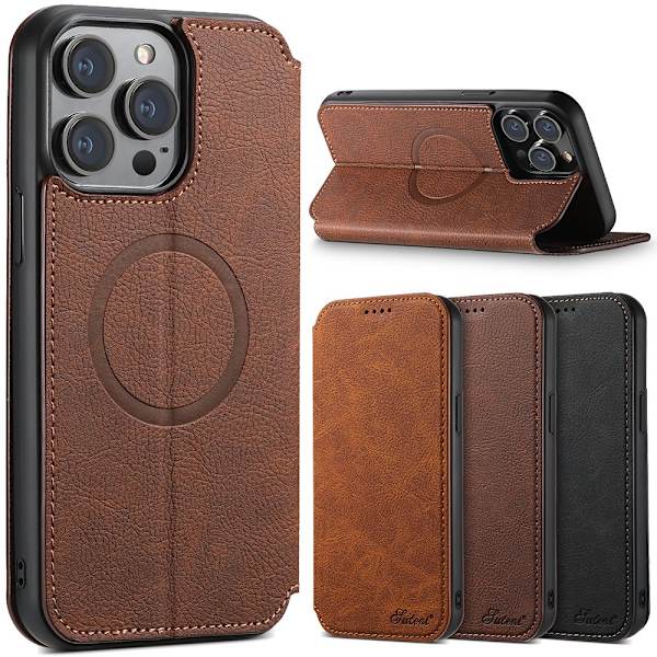 iPhone 15 Pro Leman Plånboksfodral - Smart & Elegant Svart