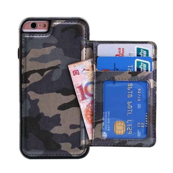 Kätevä sotilaallinen kuviollinen lompakkokotelo iPhone 6/6S PLUS:lle Grön