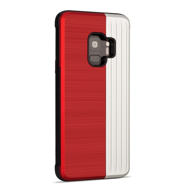 Skyddande Skal med kortf�rvaring till Samsung Galaxy S9 (EXXO) Röd