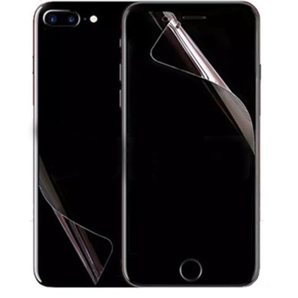 Pehmeä PET iPhone 8+ näytönsuoja edessä ja takana 9H 0,2mm Transparent/Genomskinlig